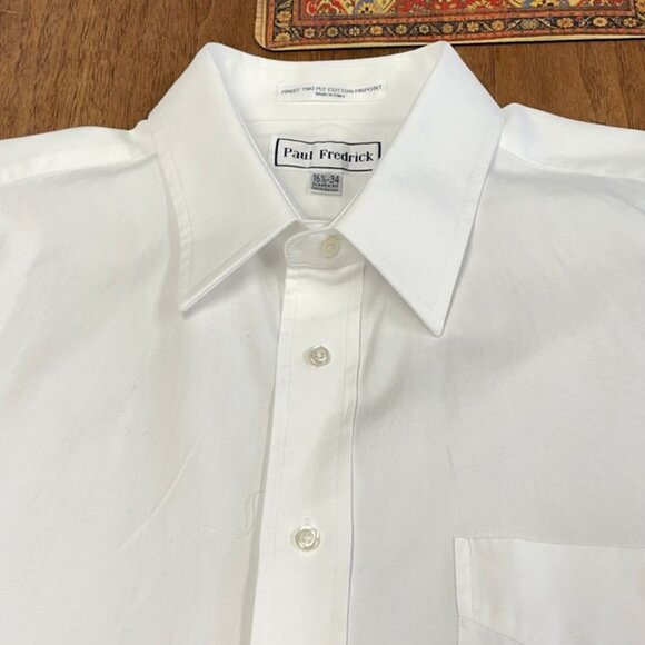 Paul Fredrick Men's Dress Shirt - French Cuffs - White - Size L (16.5x34) - GUC - Picture 1 of 10